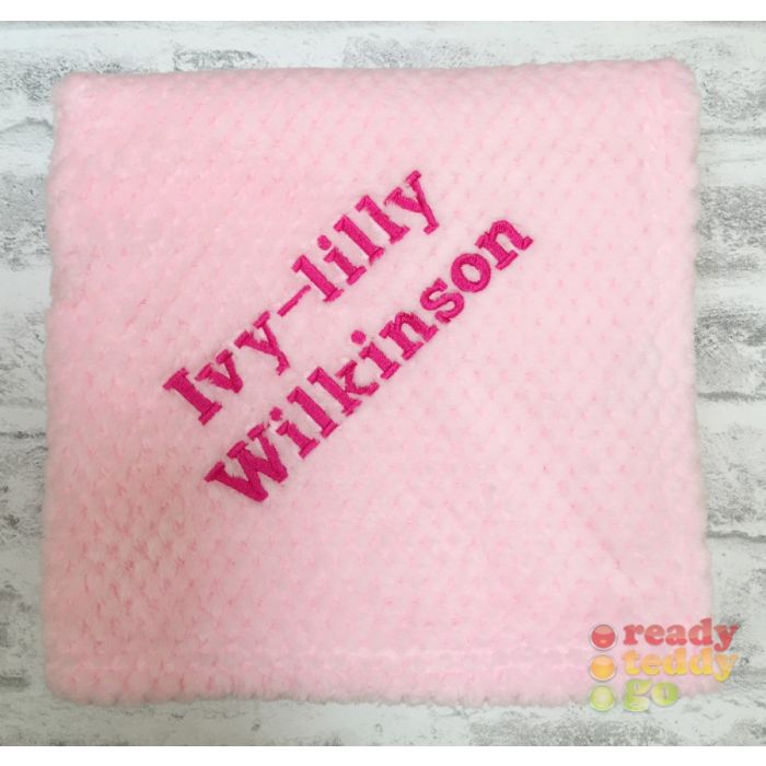 Personalised Embroidered Any Name 2 Lines Pink Waffle Wrap Baby Blanket 11.99