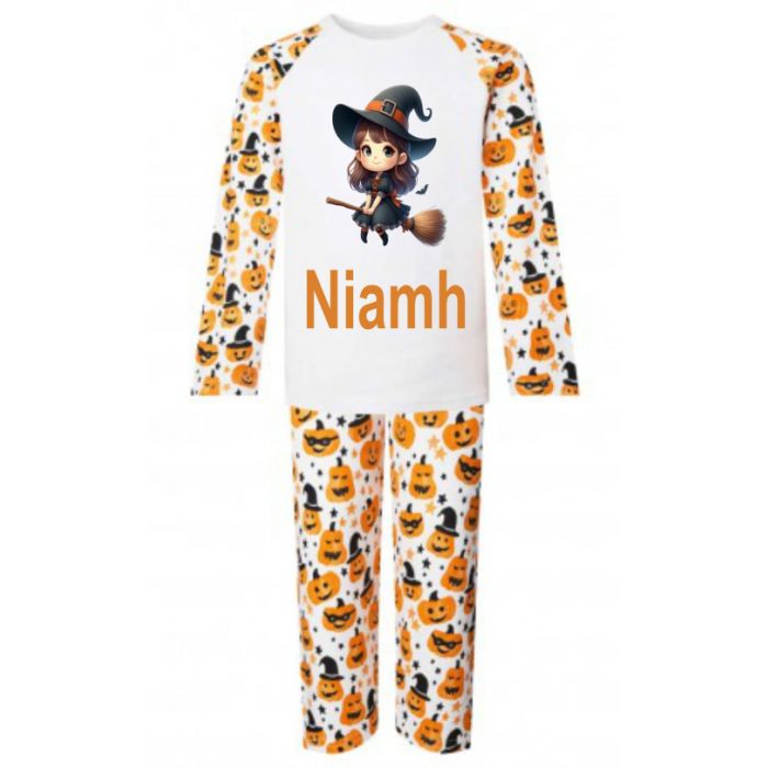 Halloween Girl Witch Any Name Childrens Pyjamas