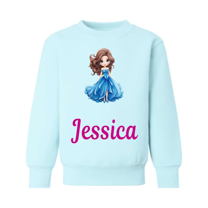 Blue Princess Any Name Childrens Sweatshirt Jumper