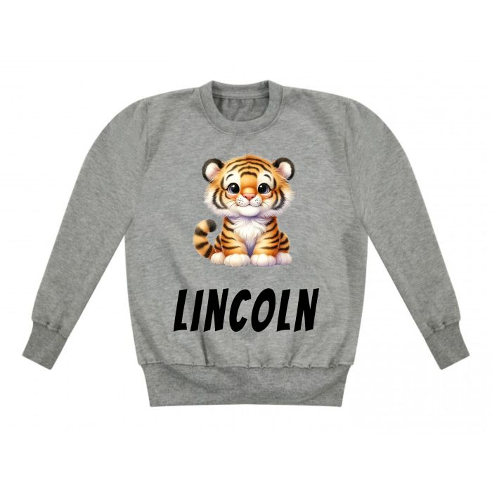 Personalised Cute Tiger Any Name Printed Kids Children s Sweatshirt Jumper 15.99