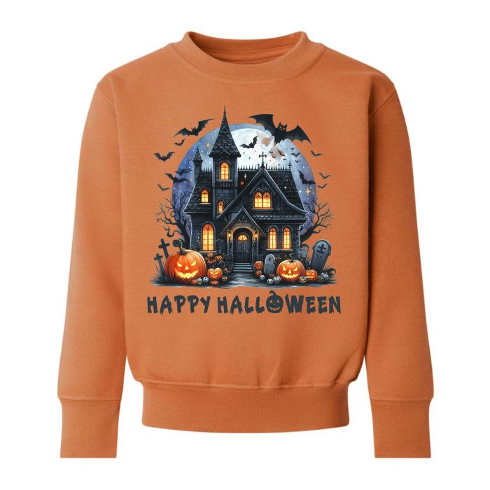 Happy Halloween Haunted House Any Name Childrens Sweatshirt Jumper