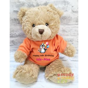 Birthday Penguin + Any Name / Text Large Harry Brown Teddy Bear