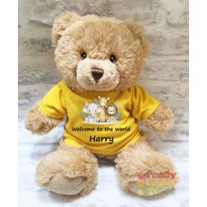 Safari Animals V2 (x3) + Any Name / Text Large Harry Brown Teddy Bear