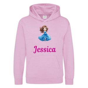 Blue Princess Any Name Childrens Hoodie