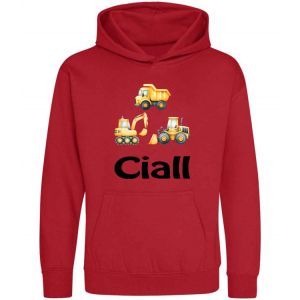 Construction Vehicles Any Name Childrens Hoodie