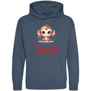 Cute Monkey Any Name Childrens Hoodie