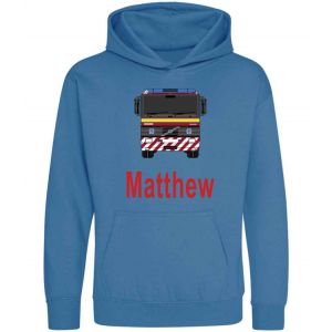 Fire Engine Front Any Name Childrens Hoodie