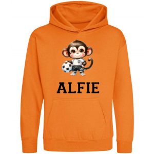 Monkey Footballer Any Name Childrens Hoodie