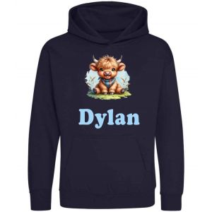 Highland Cow Neckerchief Any Name Childrens Hoodie