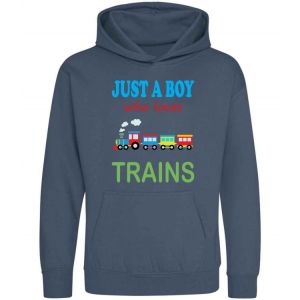 Just a Boy / Girl who loves TRAINS Childrens Hoodie