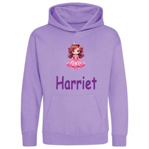 Pink Princess Crown Any Name Childrens Hoodie