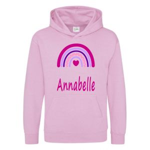 Pink Rainbow Any Name Childrens Hoodie