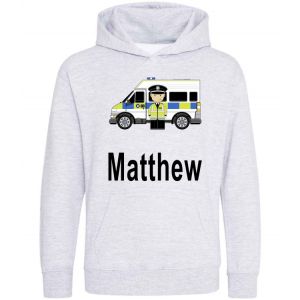 Policeman and Van Any Name Childrens Hoodie