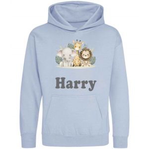 Safari Animals V2 (x3) Any Name Childrens Hoodie