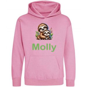 Mum and Baby Sloth Any Name Childrens Hoodie