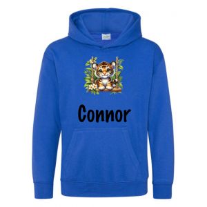 Tiger on Swing Any Name Childrens Hoodie