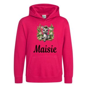 Zebra on Swing Any Name Childrens Hoodie