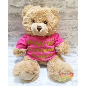 Large Happy Birthday Harry Brown Teddy Bear - Glitter or Plain Vinyl T-Shirt