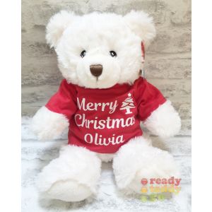 Large Merry Christmas Harry White Teddy Bear - Glitter or Plain Vinyl T-Shirt