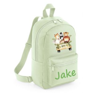 Safari Animals Jeep Any Name Childs Mini Rucksack