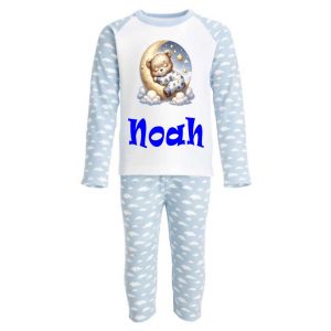 Bear Sleeping on Moon Any Name Childrens Pyjamas