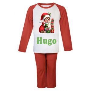 Christmas Elf Presents Any Name Childrens Pyjamas