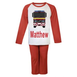 Fire Engine Front Any Name Childrens Pyjamas