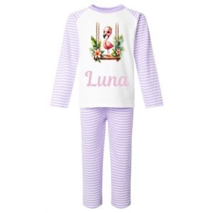 Flamingo on Swing Any Name Childrens Pyjamas