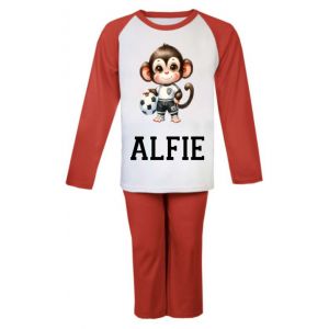 Monkey Footballer Any Name Childrens Pyjamas