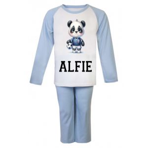 Panda Footballer Any Name Childrens Pyjamas