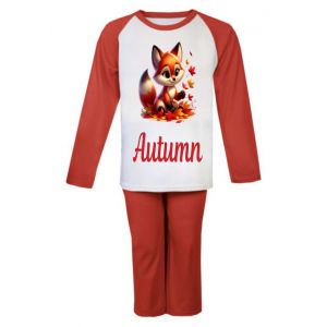 Fox with Leaves Any Name Childrens Pyjamas