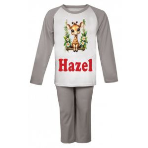 Giraffe on Swing Any Name Childrens Pyjamas