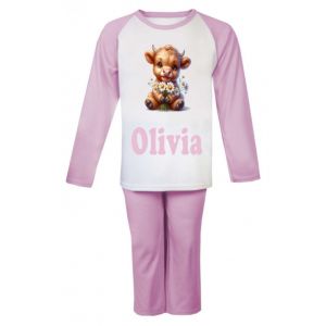 Highland Cow Daisy Any Name Childrens Pyjamas