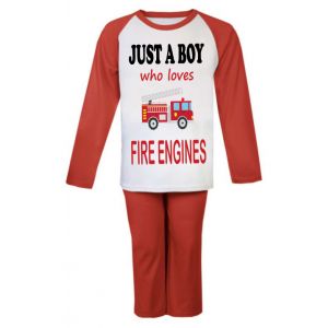 Just a Boy / Girl who loves FIRE ENGINES Childrens Pyjamas