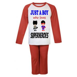 Just a Boy who loves SUPERHEROES Childrens Pyjamas