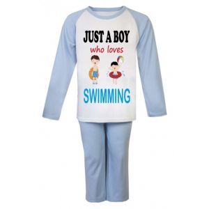 Just a Boy who loves SWIMMING Childrens Pyjamas