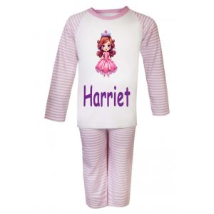 Pink Princess Crown Any Name Childrens Pyjamas