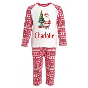 Christmas Tree and Santa Any Name Childrens Pyjamas