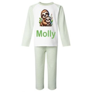 Mum and Baby Sloth Any Name Childrens Pyjamas