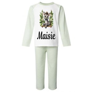 Zebra on Swing Any Name Childrens Pyjamas