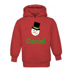 Christmas Snowman Any Name Childrens Hoodie