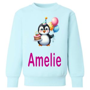 Birthday Penguin Any Name Childrens Sweatshirt / Jumper