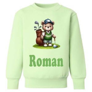 Golfer Bear Any Name Childrens Sweatshirt / Jumper