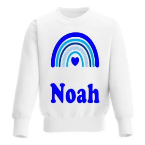 Blue Rainbow Any Name Childrens Sweatshirt / Jumper