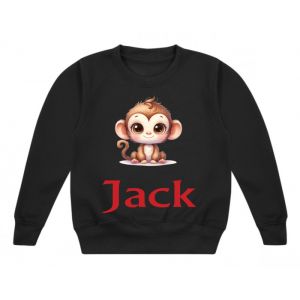 Cute Monkey Any Name Childrens Sweatshirt / Jumper