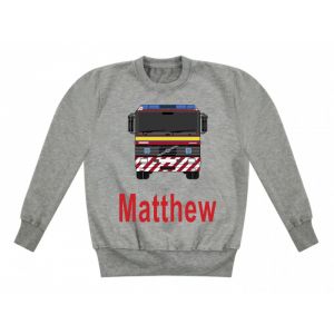 Fire Engine Front Any Name Childrens Sweatshirt / Jumper