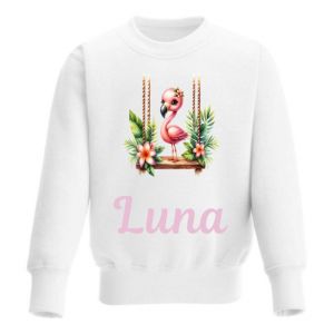 Flamingo on Swing Any Name Childrens Sweatshirt / Jumper