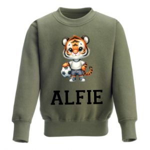 Tiger Footballer Any Name Childrens Sweatshirt / Jumper