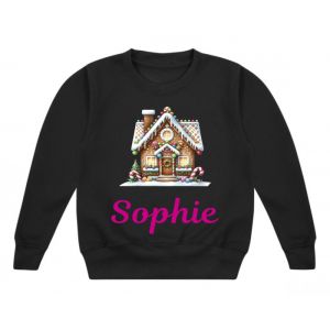 Christmas Gingerbread Candy / Sweets House Any Name Childrens Sweatshirt / Jumper