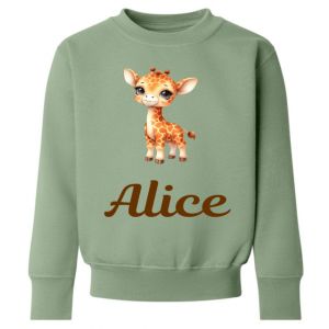 Cute Giraffe Any Name Childrens Sweatshirt / Jumper